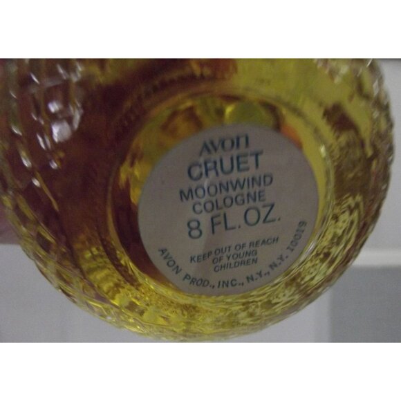Avon Cruet Cologne Set Moodwind Cologne Vtg glass decanter saucer 8 fl oz w/box - Picture 2 of 14